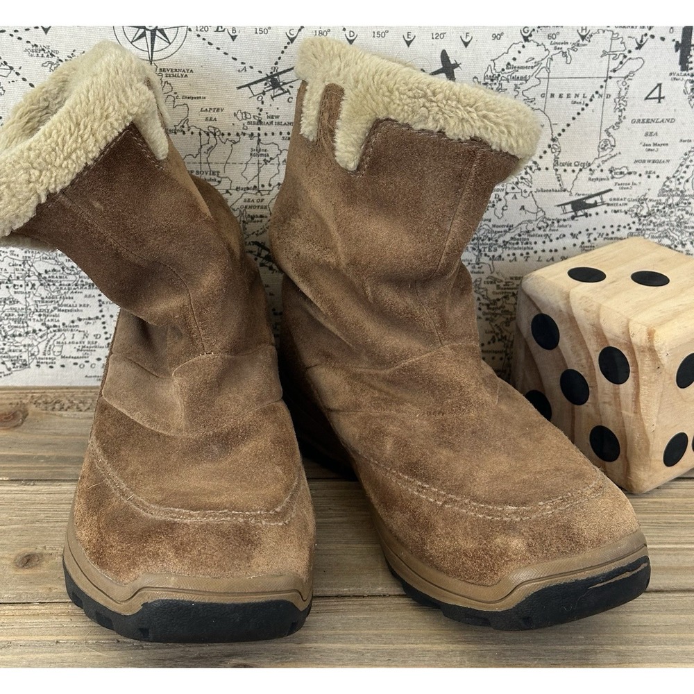 Sorel Brown Suede Sherpa Boots Insulated Waterproof Side Zipper Women's Size 6